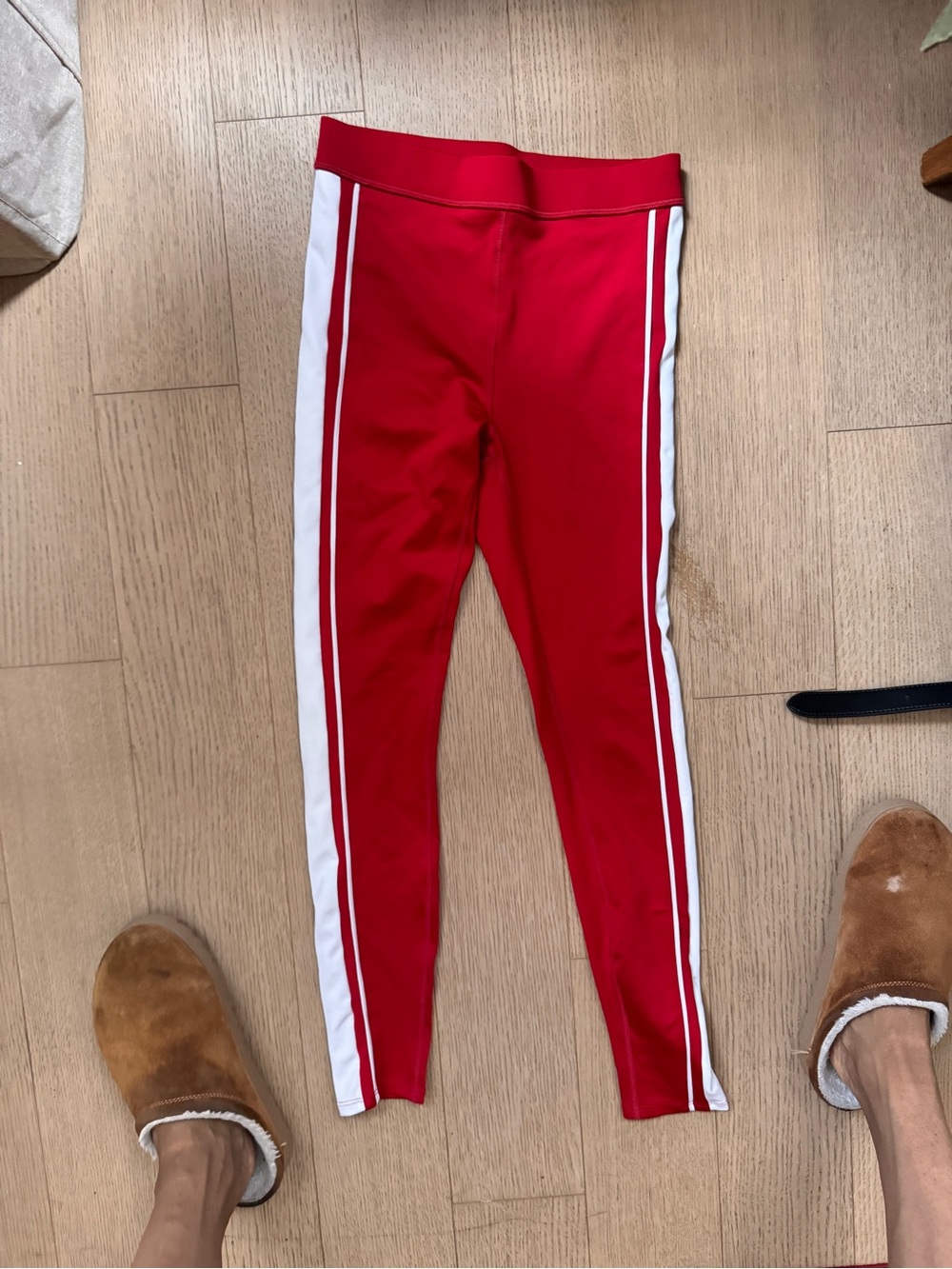 Alo Red Side-Striped Athletic Leggings